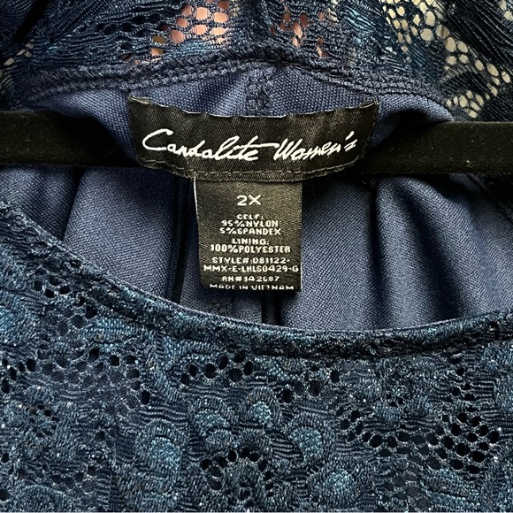 Candalite Women’s Navy Blue Simmer Stretch Lace Dress Size 2X - Picture 3 of 12
